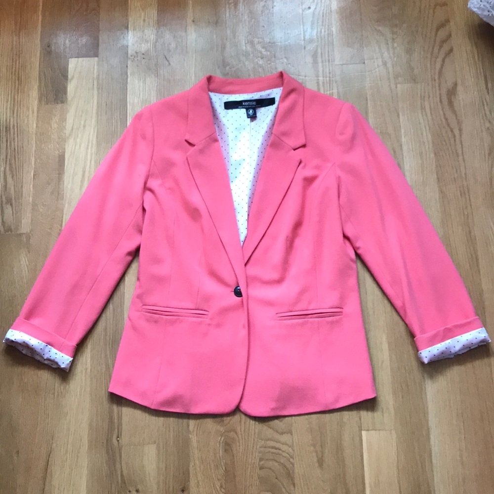 Coral Pink One Button Blazer Jacket - Size S